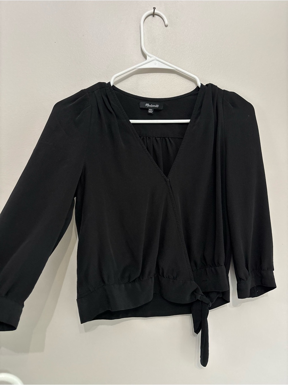 Madewell Black Wrap Tie-Front Blouse